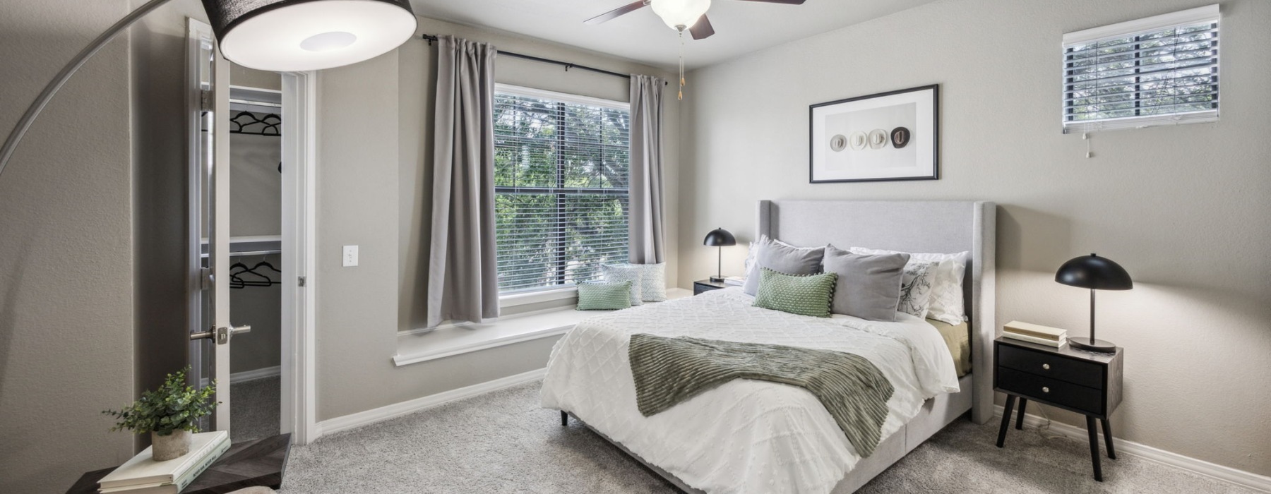 a room with a large window