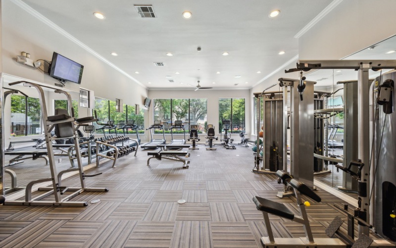 a gym with exercise equipment