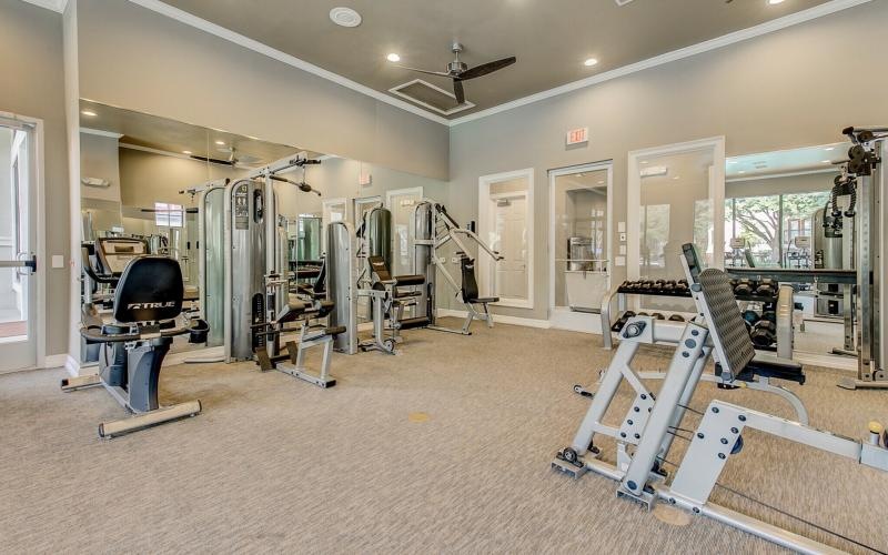 a gym with exercise equipment